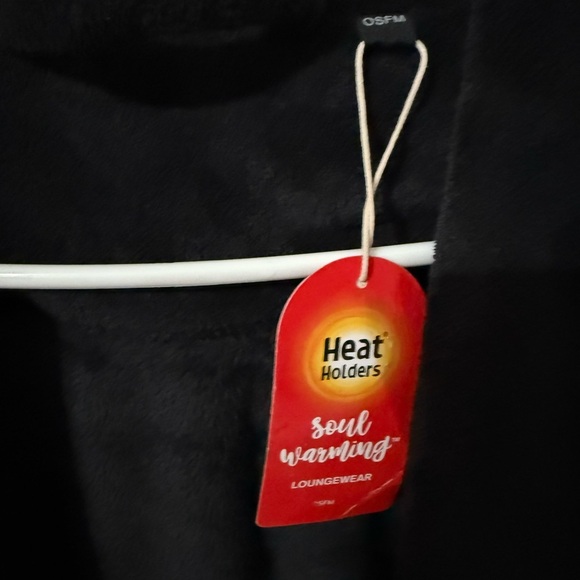 Heat Holders Men’s Spa Robe. Black Plush. One size fits most. - Picture 5 of 6